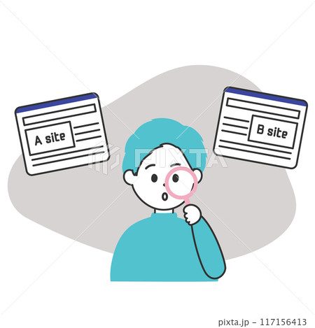 競合サイトを調査する男性のイラスト 競合サイトを調査する男性のイラスト 117156413