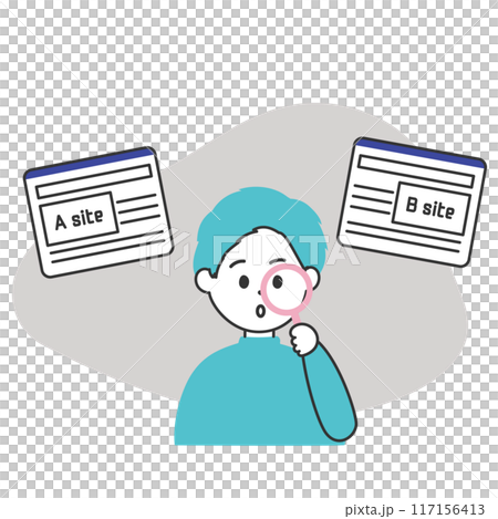 競合サイトを調査する男性のイラスト 競合サイトを調査する男性のイラスト 117156413