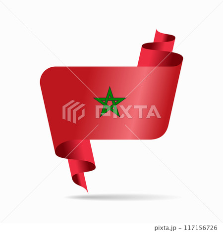 Moroccan flag wavy ribbon background. Vector illustration. 117156726