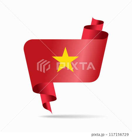 Vietnamese flag wavy ribbon background. Vector illustration. Vietnamese flag wavy ribbon background. Vector illustration. 117156729