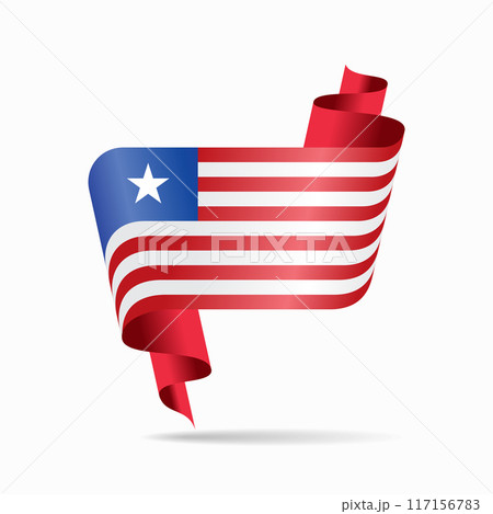 Liberian flag wavy ribbon background. Vector illustration. Liberian flag wavy ribbon background. Vector illustration. 117156783