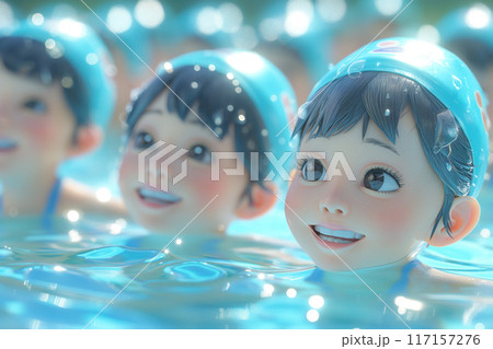 スイミングスクールで習う女の子 117157276