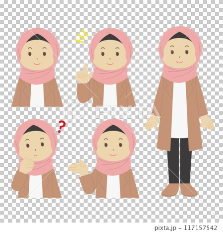 Illustration of a woman wearing a hijab 117157542
