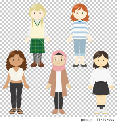 色々な人種・民族の女性のイラスト 117157553