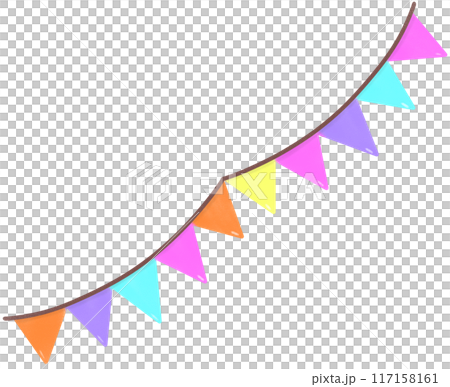 Triangular flags hanging in a row 117158161