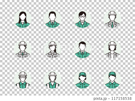 工人和工程師圖示設定圓圈背景 117158538