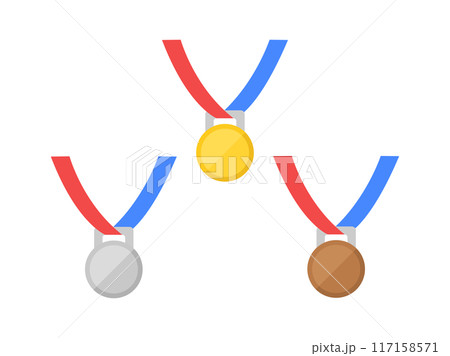 運動会の、金銀銅メダルのイラスト 117158571
