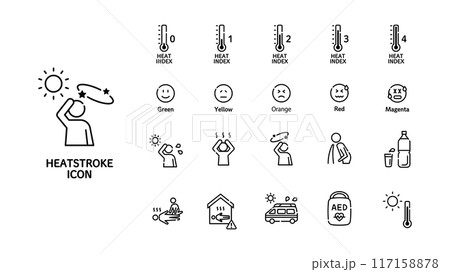 熱中症 アイコン セット 熱中症 アイコン セット 117158878