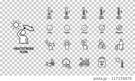 熱中症 アイコン セット 熱中症 アイコン セット 117158878