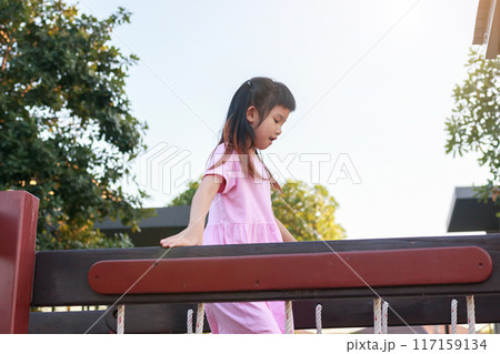 Cute asian girl playing in the playground 117159134