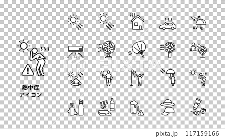 Heat stroke icon set 117159166