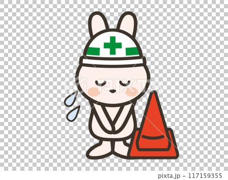 兔子和三角錐對造成的不便表示歉意的插圖 兔子和三角錐對造成的不便表示歉意的插圖 117159355