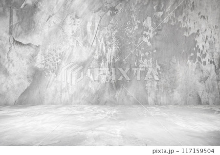 Empty gray concrete floor studio room background Empty gray concrete floor studio room background 117159504