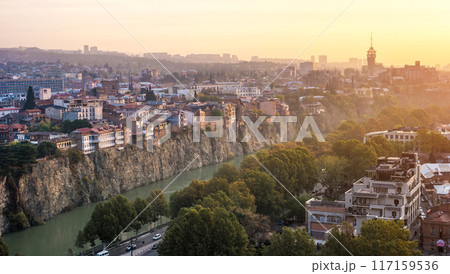 beautiful sunset cityscape of Tbilisi beautiful sunset cityscape of Tbilisi 117159536