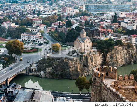 amazing Tbilisi cityscape with view of Metekhi, Georgia 117159542
