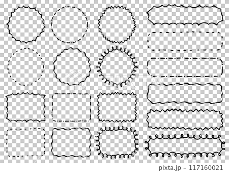 円と四角のシンプルなペン画フレームセット 117160021