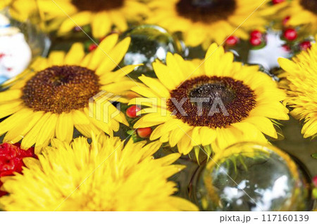竹駒神社の手水舎 ひまわりの花手水 宮城県岩沼市 竹駒神社の手水舎 ひまわりの花手水 宮城県岩沼市 117160139