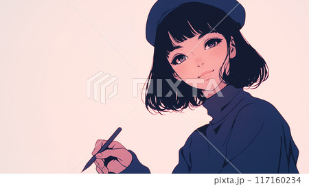 ベレー帽を被った女の子 ベレー帽を被った女の子 117160234