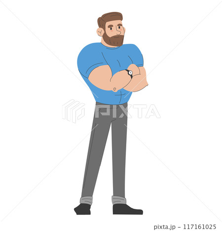 Handsome strong man with beard standing Handsome strong man with beard standing 117161025