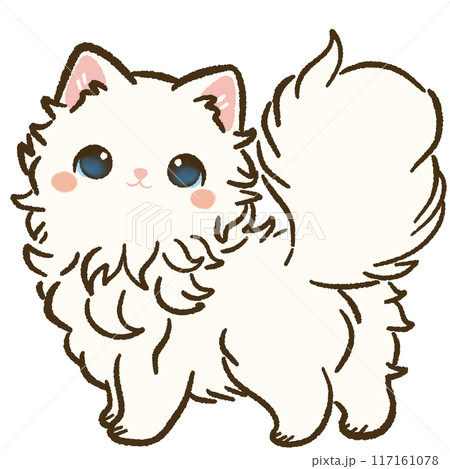Hand drawn doodle illustration kawaii cute cat. Pet cartoon character. Kitten Collection of design elements. Hand drawn doodle illustration kawaii cute cat. Pet cartoon character. Kitten Collection of design elements. 117161078