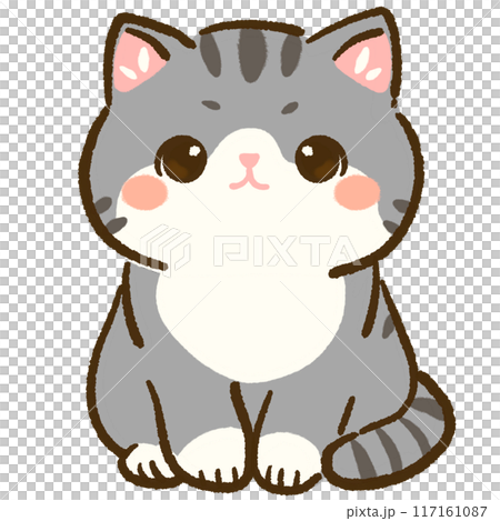 Hand drawn doodle illustration kawaii cute cat. Pet cartoon character. Kitten Collection of design elements. Hand drawn doodle illustration kawaii cute cat. Pet cartoon character. Kitten Collection of design elements. 117161087