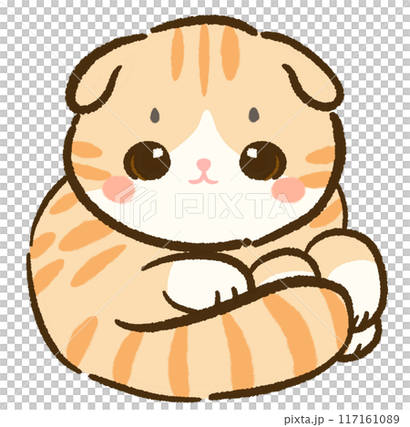 Hand drawn doodle illustration kawaii cute cat. Pet cartoon character. Kitten Collection of design elements. 117161089