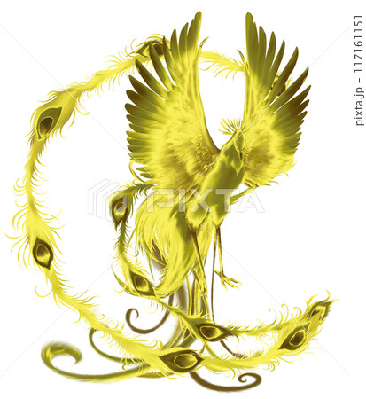 y♡Crystal金波黄金波動満開鳳凰様煌めき☆ 雲海金富士鳳凰 A3