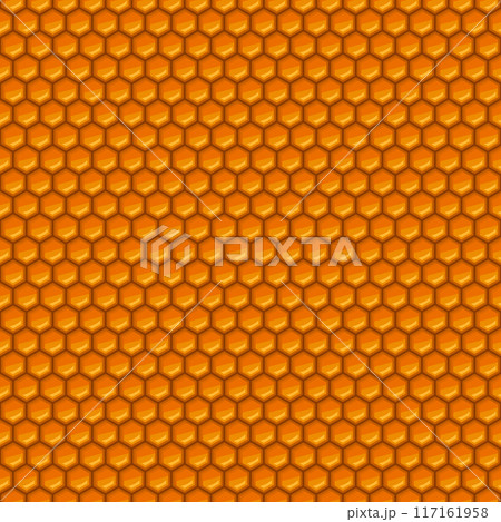Honeycomb Seamless Pattern with Honey and Combs. Vector Honeycomb Seamless Pattern with Honey and Combs. Vector 117161958