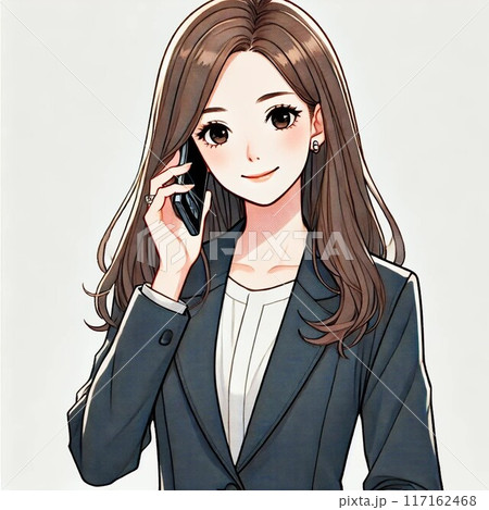電話で話す女性 電話で話す女性 117162468