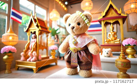 タイドレスを着た可愛い熊 117162717