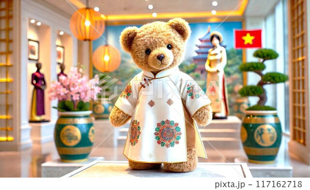 ベトナムのアオザイを着た可愛い熊 117162718