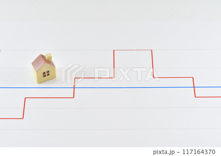 家とグラフで住宅ローンの金利のイメージ 家とグラフで住宅ローンの金利のイメージ 117164370
