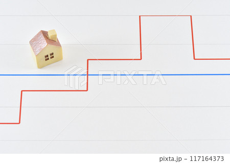 家とグラフで住宅ローンの金利のイメージ 117164373