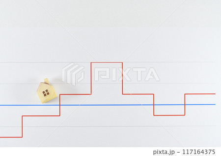 家とグラフで住宅ローンの金利のイメージ 117164375