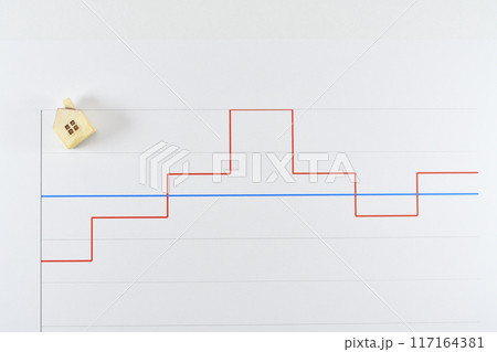家とグラフで住宅ローンの金利のイメージ 117164381