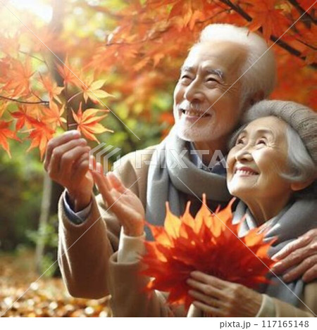 紅葉をめでる老夫婦 紅葉をめでる老夫婦 117165148