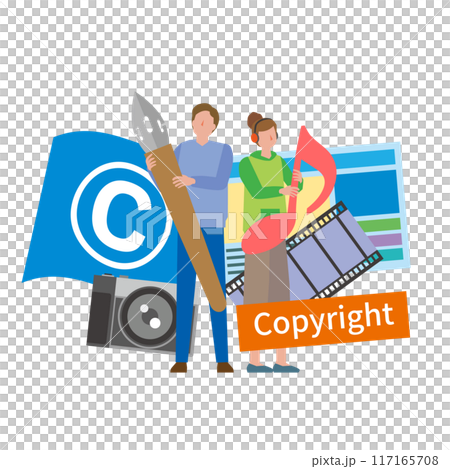 版權和創作者男性和女性 版權和創作者男性和女性 117165708