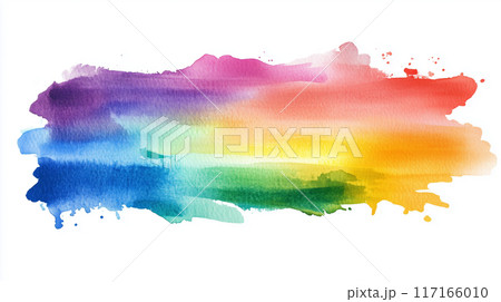 虹色、カラフルな水彩の背景、ペイント筆致 虹色、カラフルな水彩の背景、ペイント筆致 117166010
