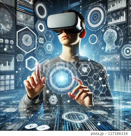 AI画像　VRをしている人物 117166116