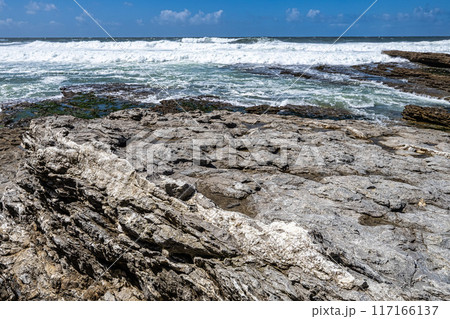 View of the Praia da Empa Beach in Ericeira village near Lisbon, Portugal 117166137