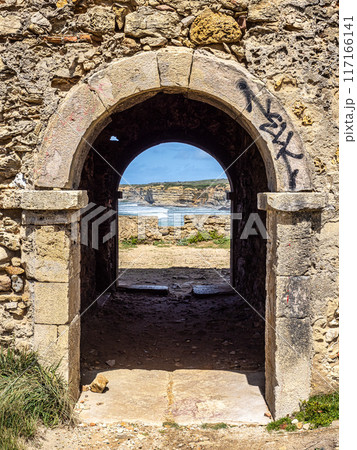 Forte Milreu at Ericeira, Portugal. Ancient defensive building in Ribeira de Ilhas Portugal 117166141