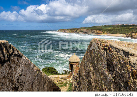 Forte Milreu at Ericeira, Portugal. Ancient defensive building in Ribeira de Ilhas Portugal 117166142