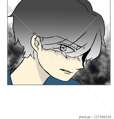 イラっとした男性の顔のイラスト 117166310