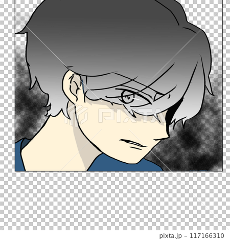 イラっとした男性の顔のイラスト 117166310