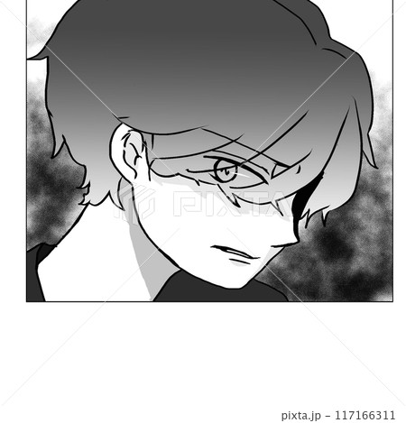 イラっとした男性の顔のイラスト 117166311