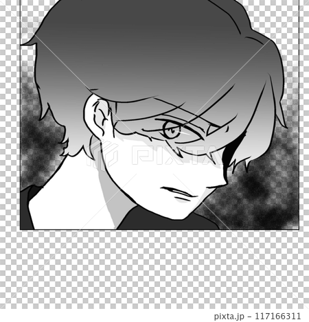 イラっとした男性の顔のイラスト 117166311