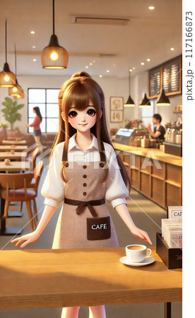 カフェで働く笑顔の女性店員たち - フレンドリーな接客シーン 117166873