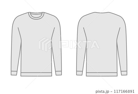 Simple long sleeve line templates. Front and back view. Vector illustration 117166891