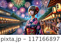 花火大会と浴衣を着た女の子 117166897