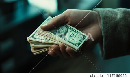 現金を持つ手 117166933